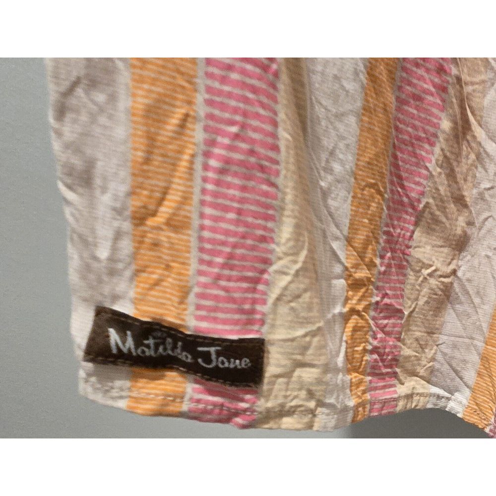 Striped Button-Front Maxi Jumpsuit‎ in Pastel Pink and Peach Summer Beach Romper - Picture 5 of 7
